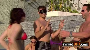 Play Naughty group of swingers is playing naked blindfolded sex games!